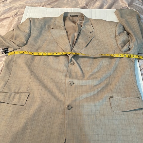 Zandello Tan Blue Stripes Mens Suit Jacket and Pants Tuxedo size 52R and 46R - Picture 9 of 17